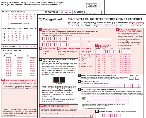 SAT test des lycéens aux Etats Unis